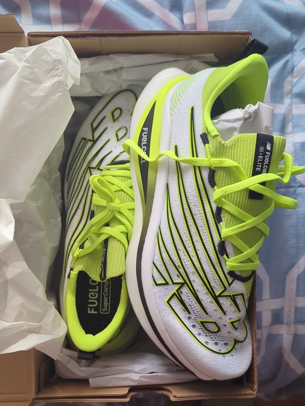 New Balance FuelCell Elite Racing Shoes - Neon Green & White